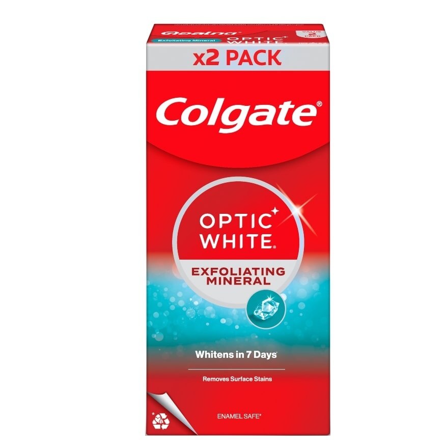 Colgate Toothpaste Optic White Exfoliating Mineral 100 G.Twin Pack