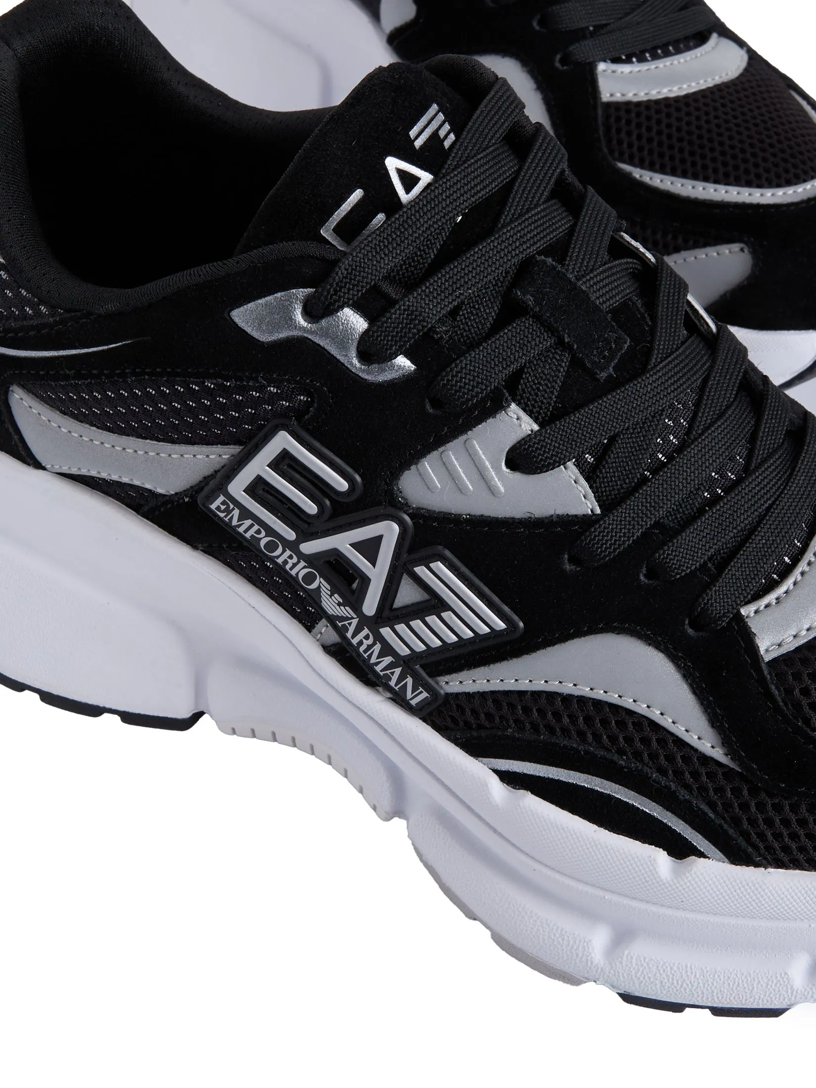 EA7 Men Sneakers SS25 Black+Silver