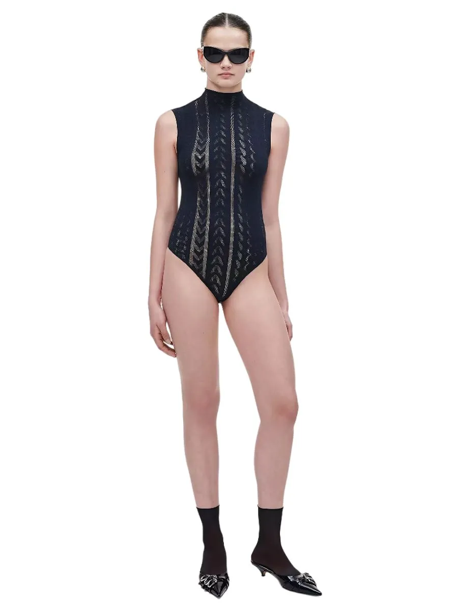 MARC JACOBS THE SEAMLESS MONOGRAM BODYSUIT BLACK