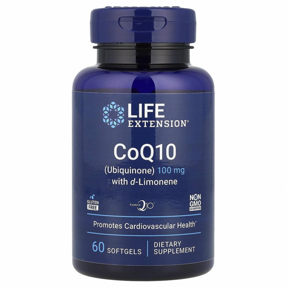 Life Extension, Super-Absorbable CoQ10, суперусваиваемый коэнзим Q10 (убихинон) с d-лимоненом, 100 мг, 60 капсул