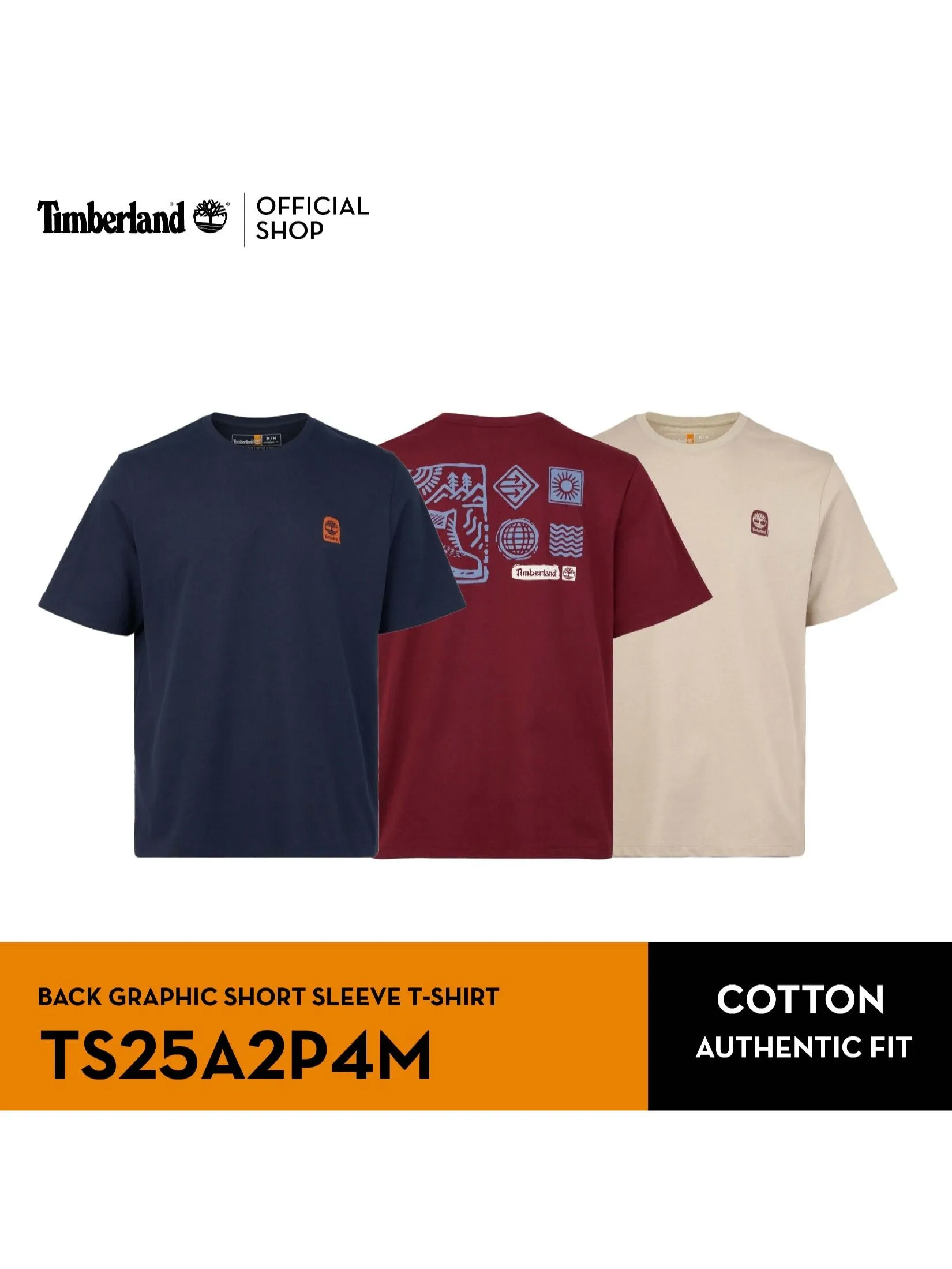TIMBERLAND Men's Back Graphic Short Sleeve T-Shirt Reddish