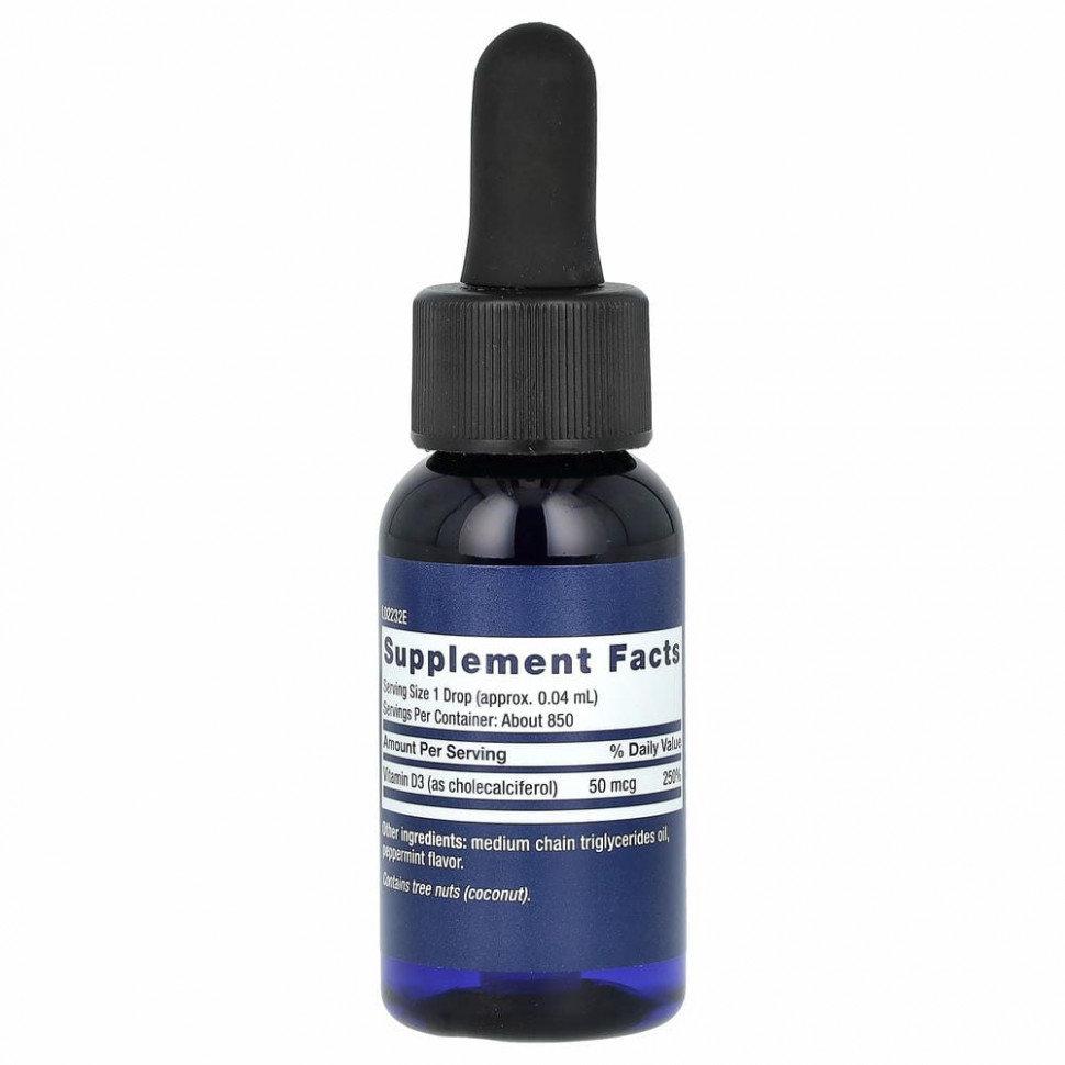 Life Extension, Жидкий витамин D3, со вкусом мяты, 2000 МЕ, 29,57 мл (1 жидк. унция)