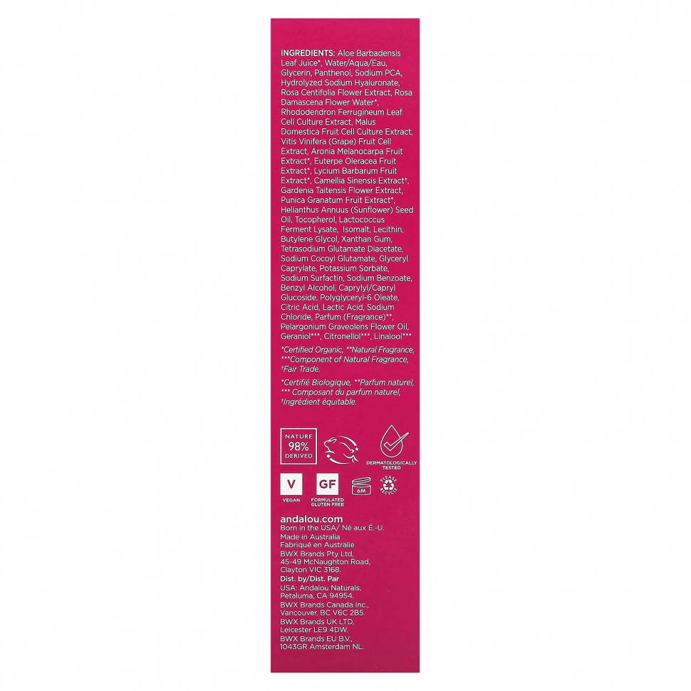 Andalou Naturals, 1000 Roses, балансирующий тоник Biome, для чувствительной кожи, 178 мл (6 жидк. Унций)