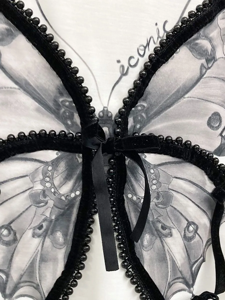 ICONIC WOMAN BLACK NIGHT BUTTERFLY T-SHIRT