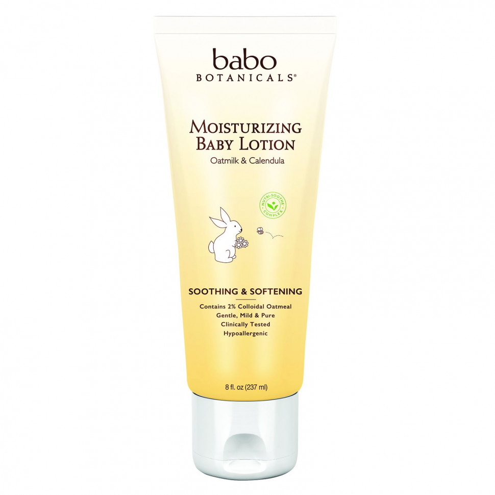 Babo Botanicals, Увлажняющий детский лосьон, успокаивающее овсяное молоко и календула, 237 мл (8 жидких унций)