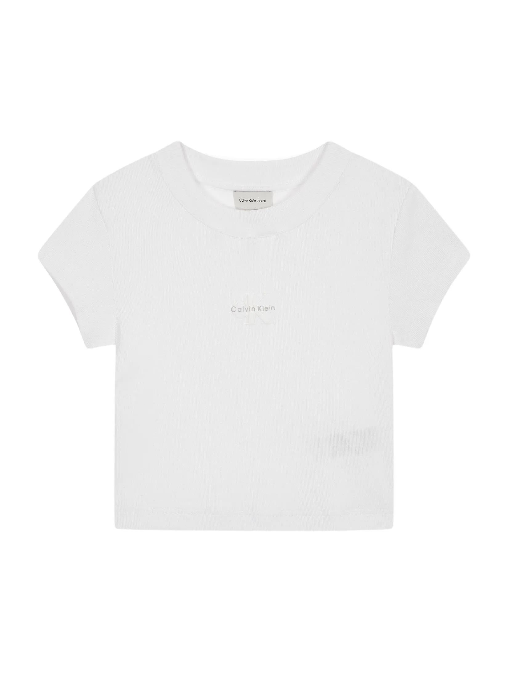 CALVIN KLEIN Women's Monogram Baby Short Sleeve T-Shirt White