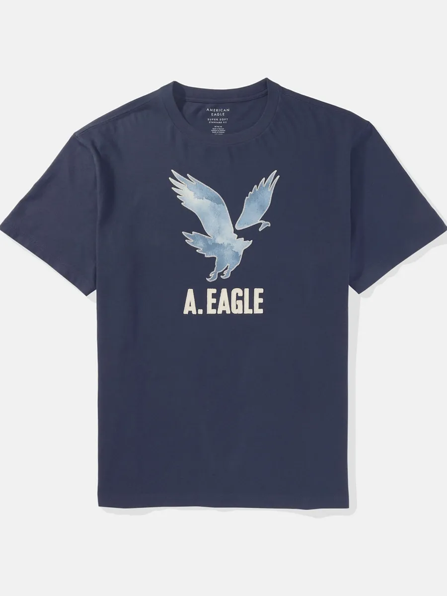 AMERICAN EAGLE MEN G SS INTL ELEVATED SET IN TEE- PC DYE + SERIOUSLY SOFT WASH 451 DARK BLUE