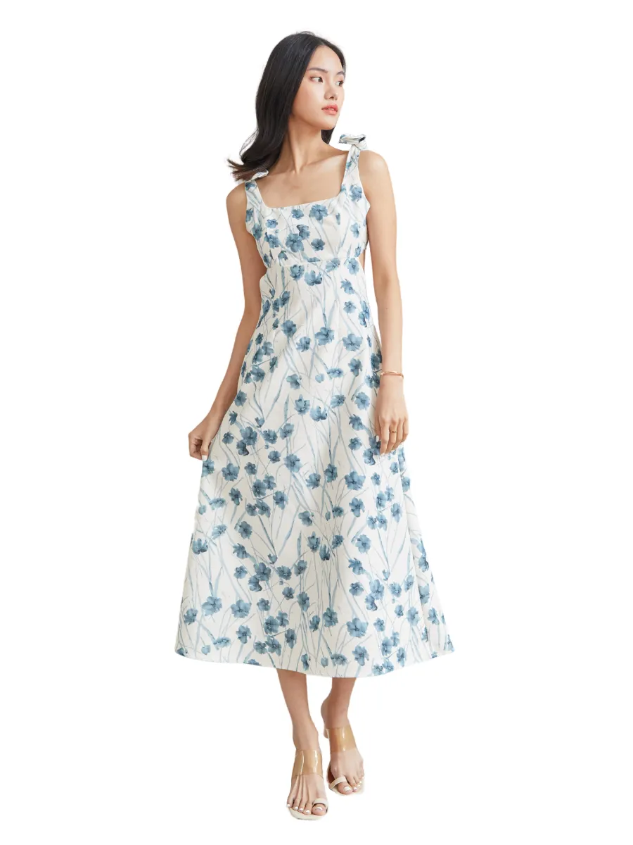 ROSE THE LABEL Blue Luna printed dress