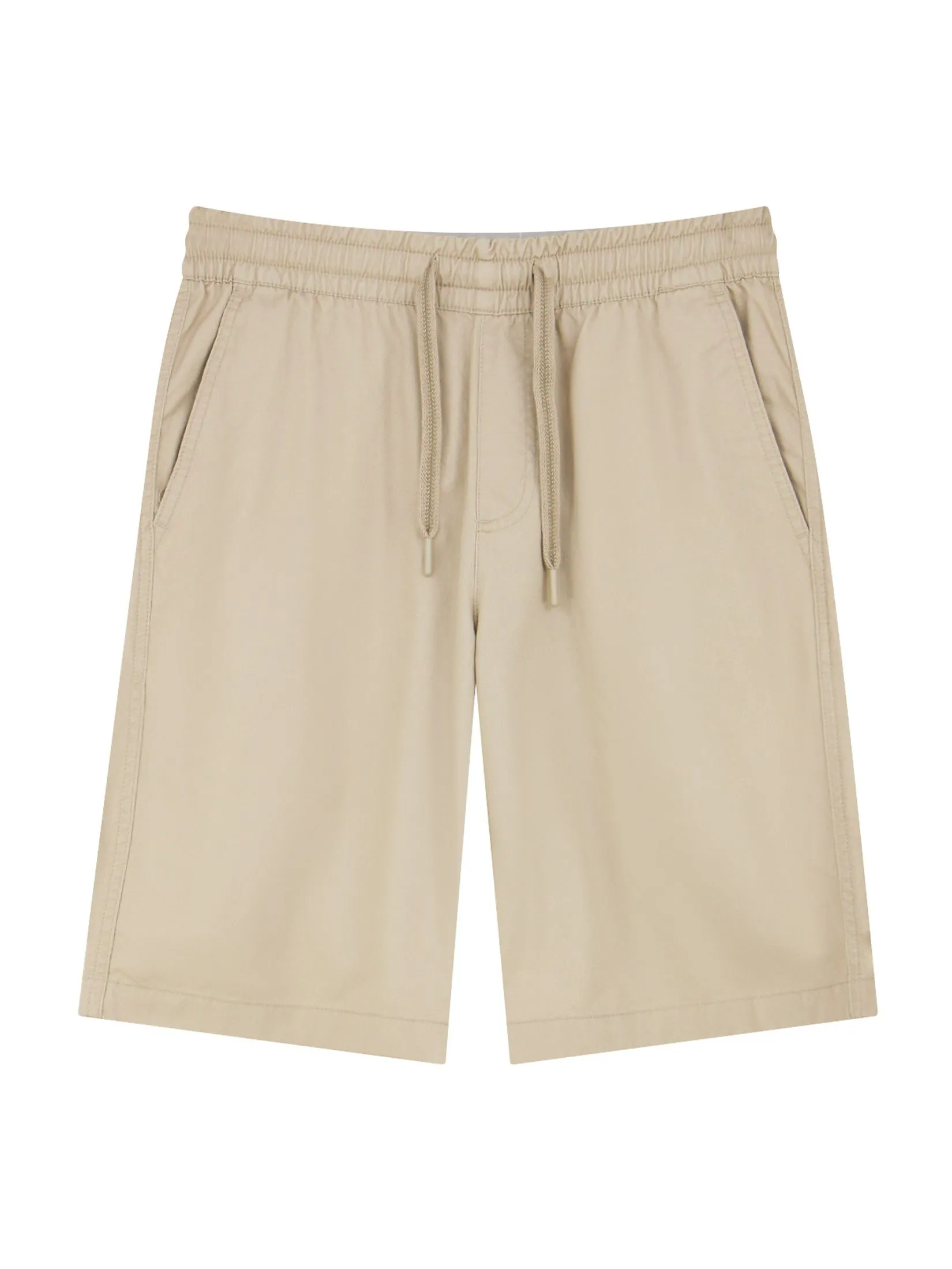 GIORDANO Men's Slim Twill Bermuda Shorts (180° Elastic Waist)  Crockery Khaki Size - M