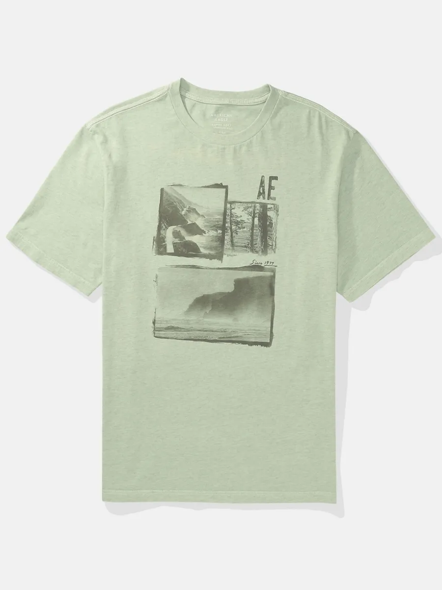 AMERICAN EAGLE MEN G SS SP1 OVERDYE GROUP SET IN TEE- PGD HTHR + SERIOUSLY SOFT 395 TEAL