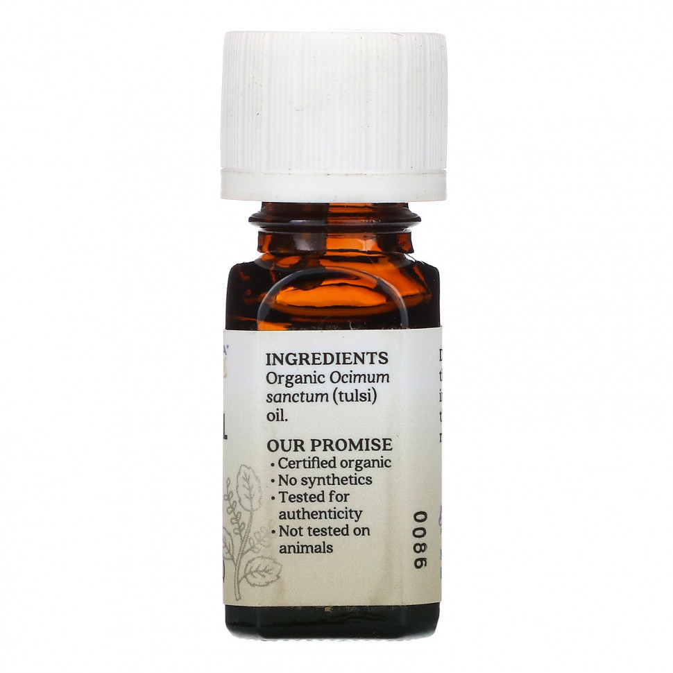Aura Cacia, Чистое эфирное масло, органический туласи (базилик священный) 7,4 мл (0,25 жидк. унции)