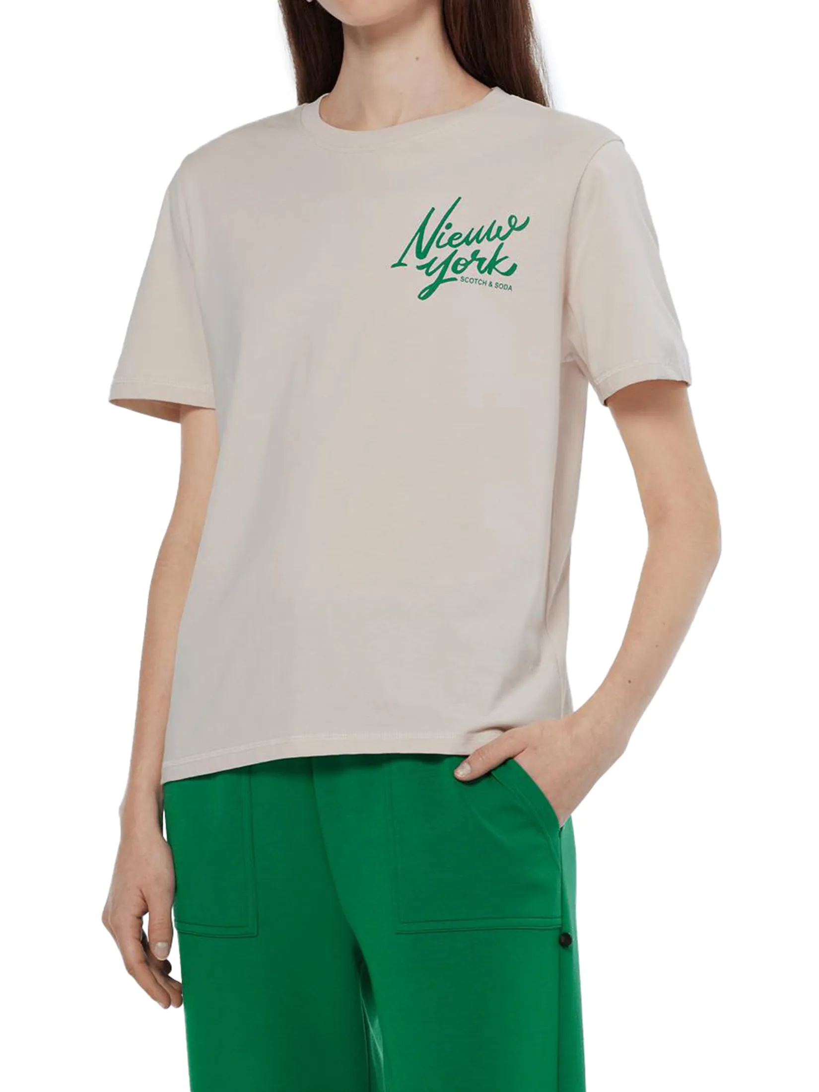 SCOTCH&SODA Women T-Shirt Neiux York Artwork Regular Fit Light Calico