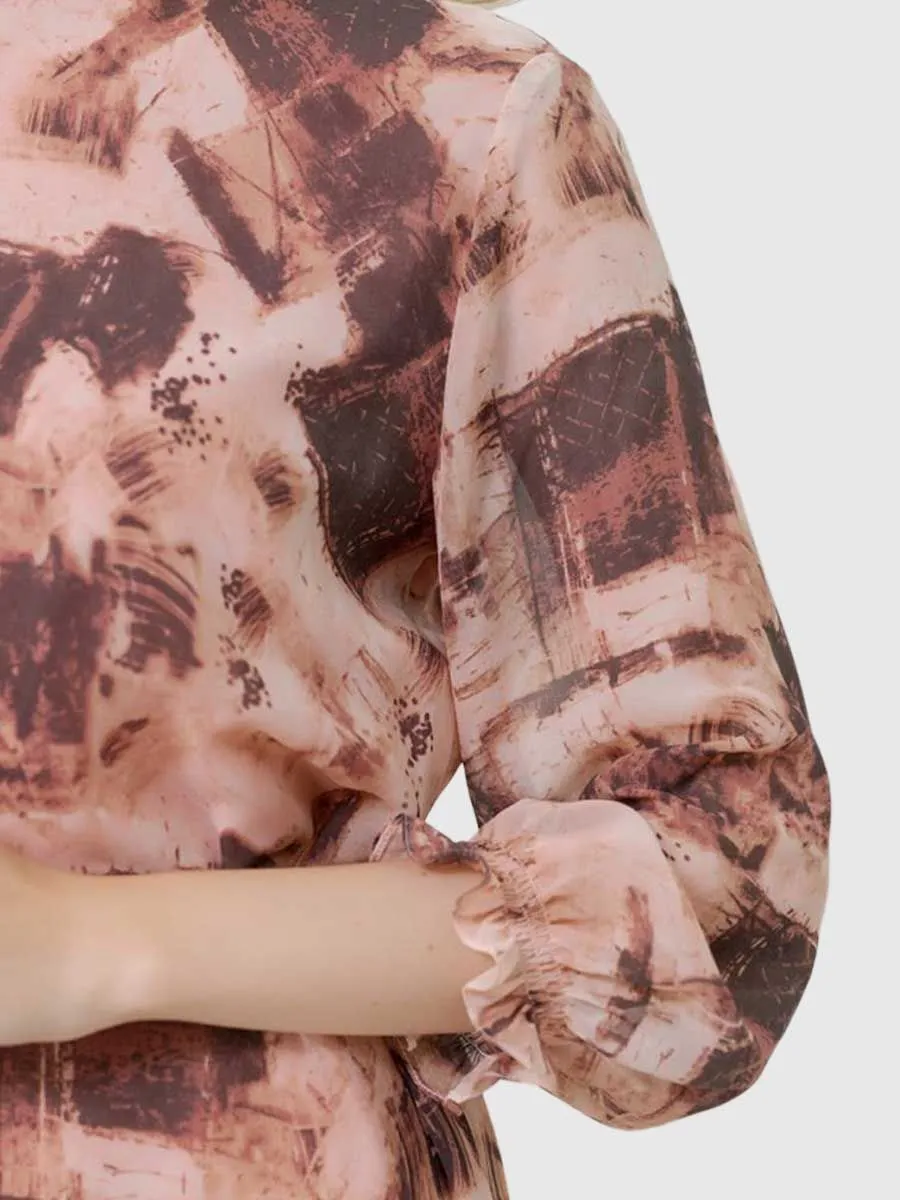 AMILA Women Dress Chiffon Poeme Brown