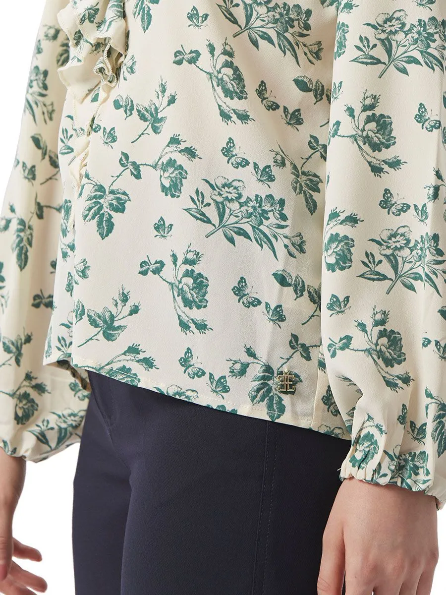 ESPADA Floral Print Blouse Women Ivory