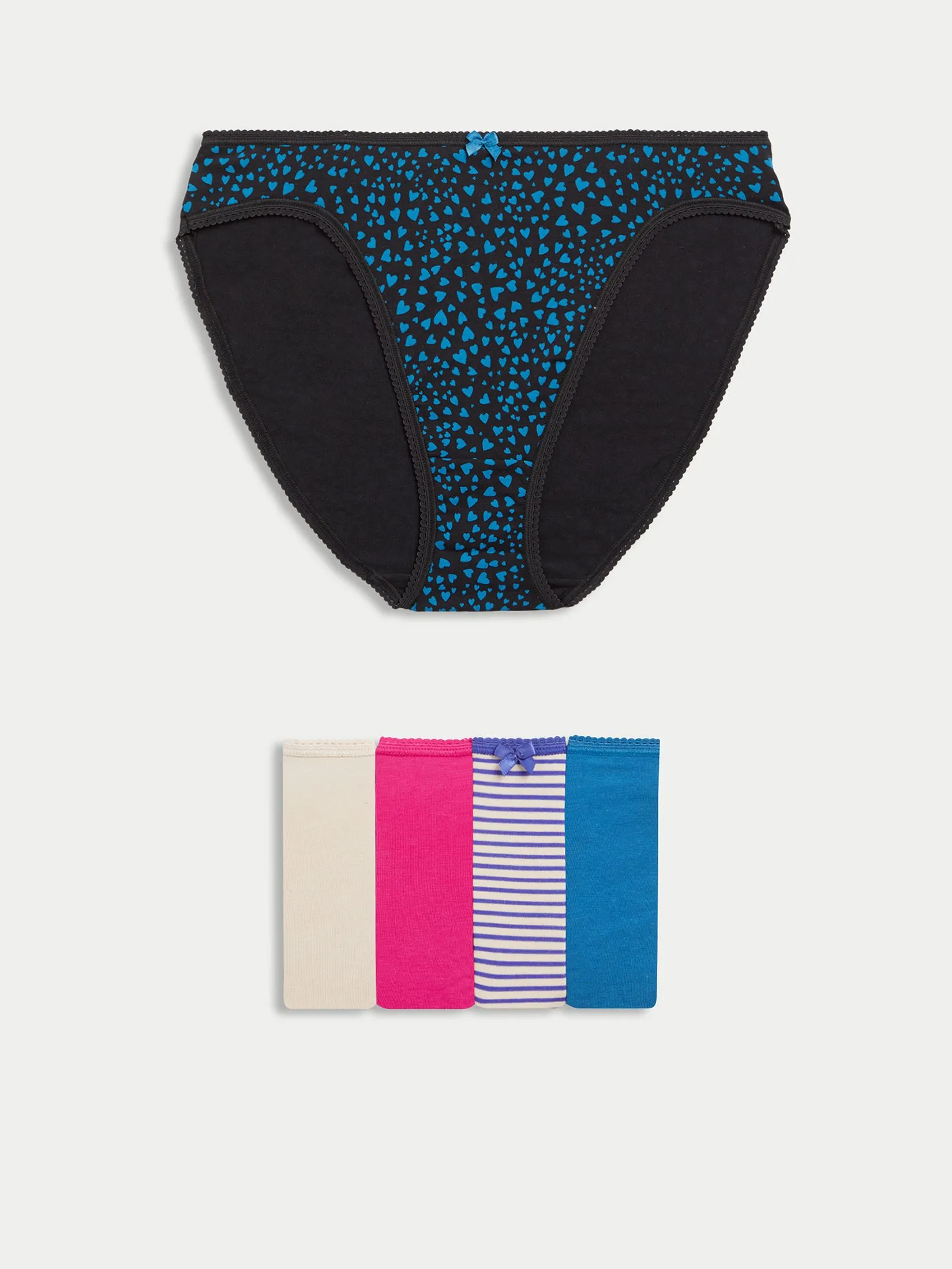 MARKS & SPENCER Women High Leg Knickers Cotton Lycra 5 Pk Multi-Color