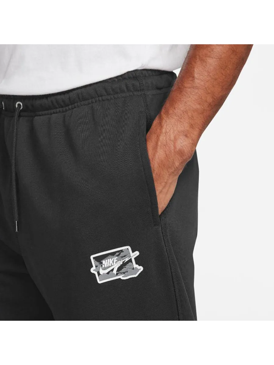 NIKE Men French Terry Cuff Pants Nike Club Black/White