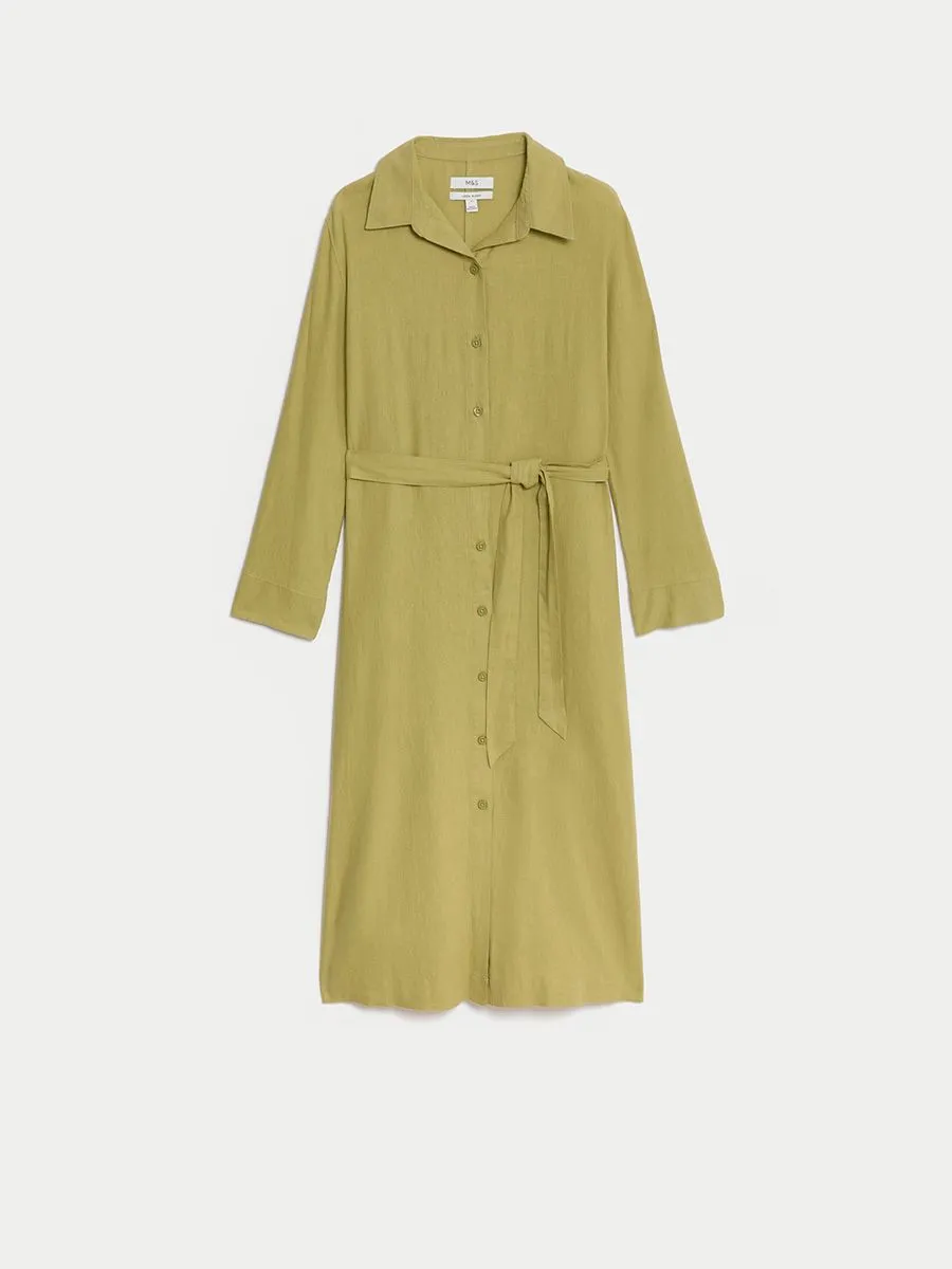 MARKS & SPENCER Women Maxi Dress Relaxed Linen Rich Onyx