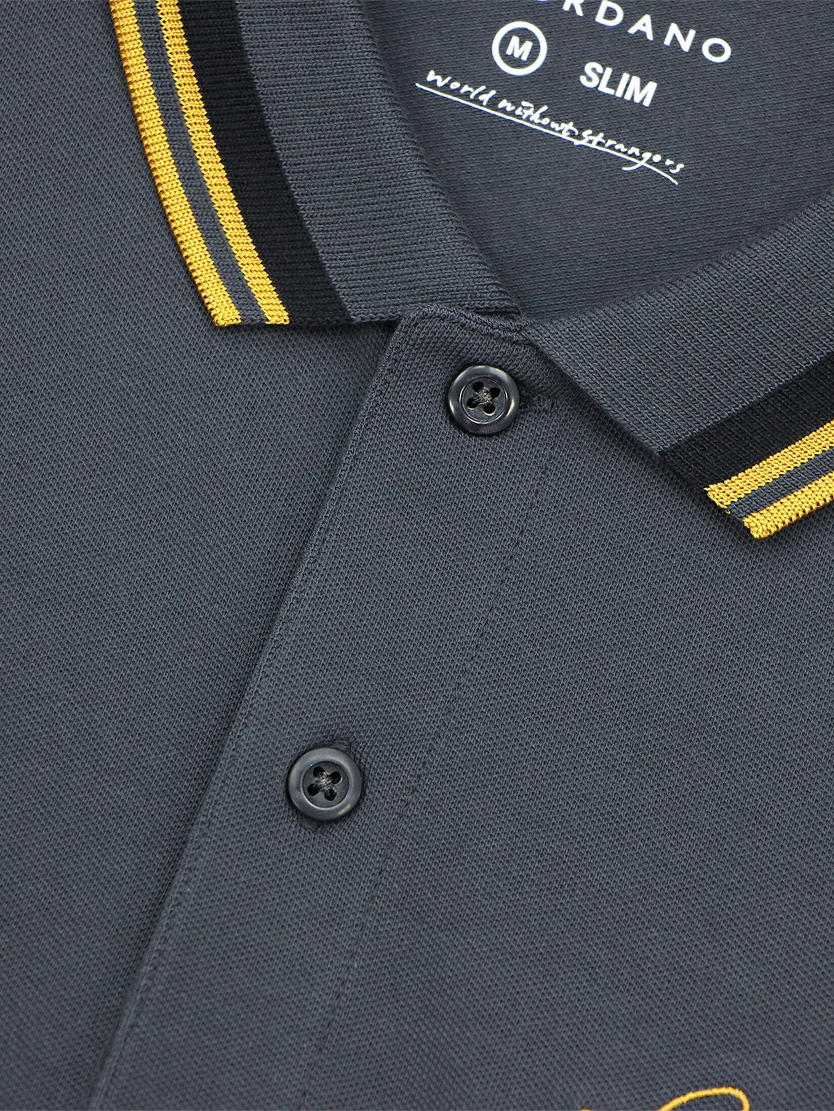 GIORDANO Men's Signature Pique Embroidery Solid Polo Atom grey