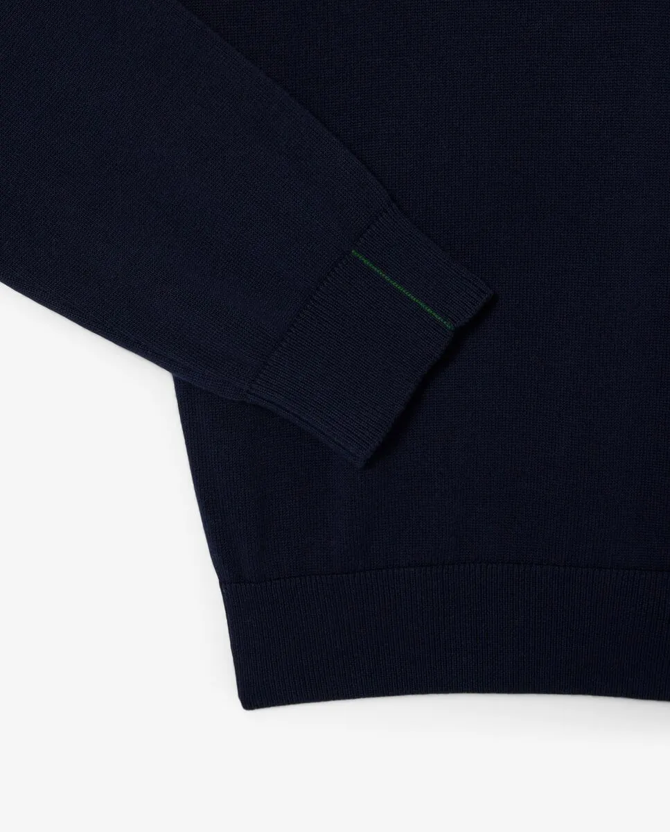 LACOSTE Men’s Organic Cotton Crew Neck Sweater Blue