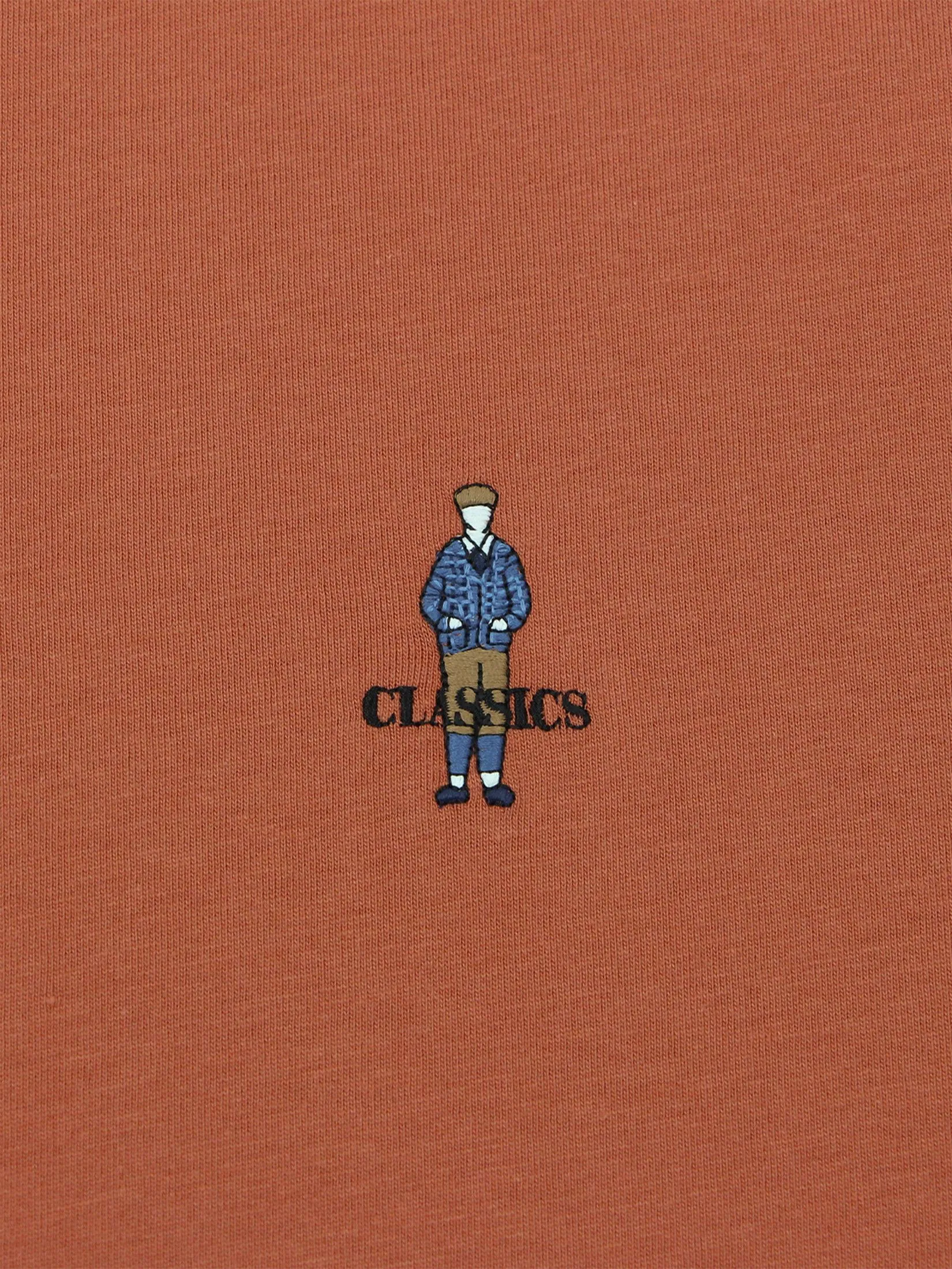 GIORDANO Men's Slim Cotton Embroidery Tee (Classic Man) Mango Orange