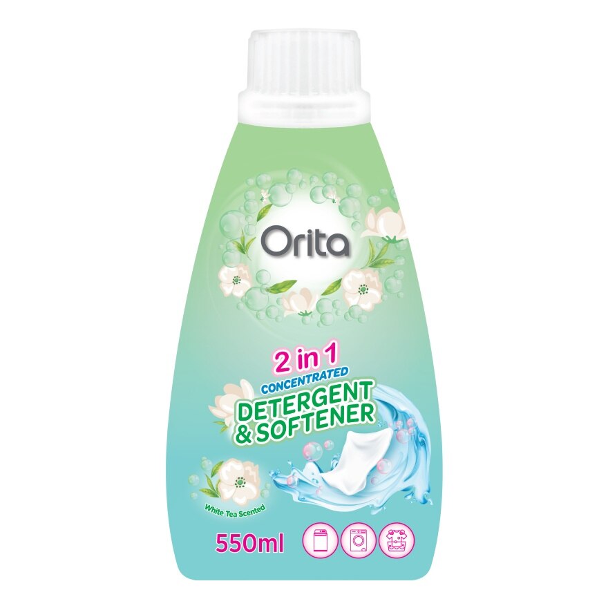 Orita 2 in 1 Concentrated Detergent  Softener WhiteTea Scented 550ml.