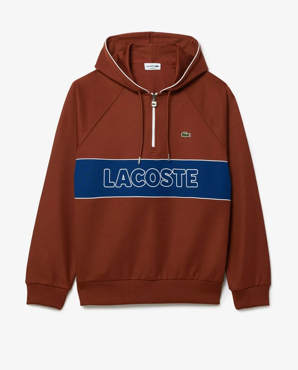 LACOSTE Paris Relaxed Fit Hoodie Brown