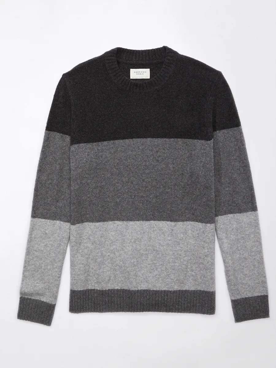 AMERICAN EAGLE MEN  JERSEY STITCH CREW 020 GRAY