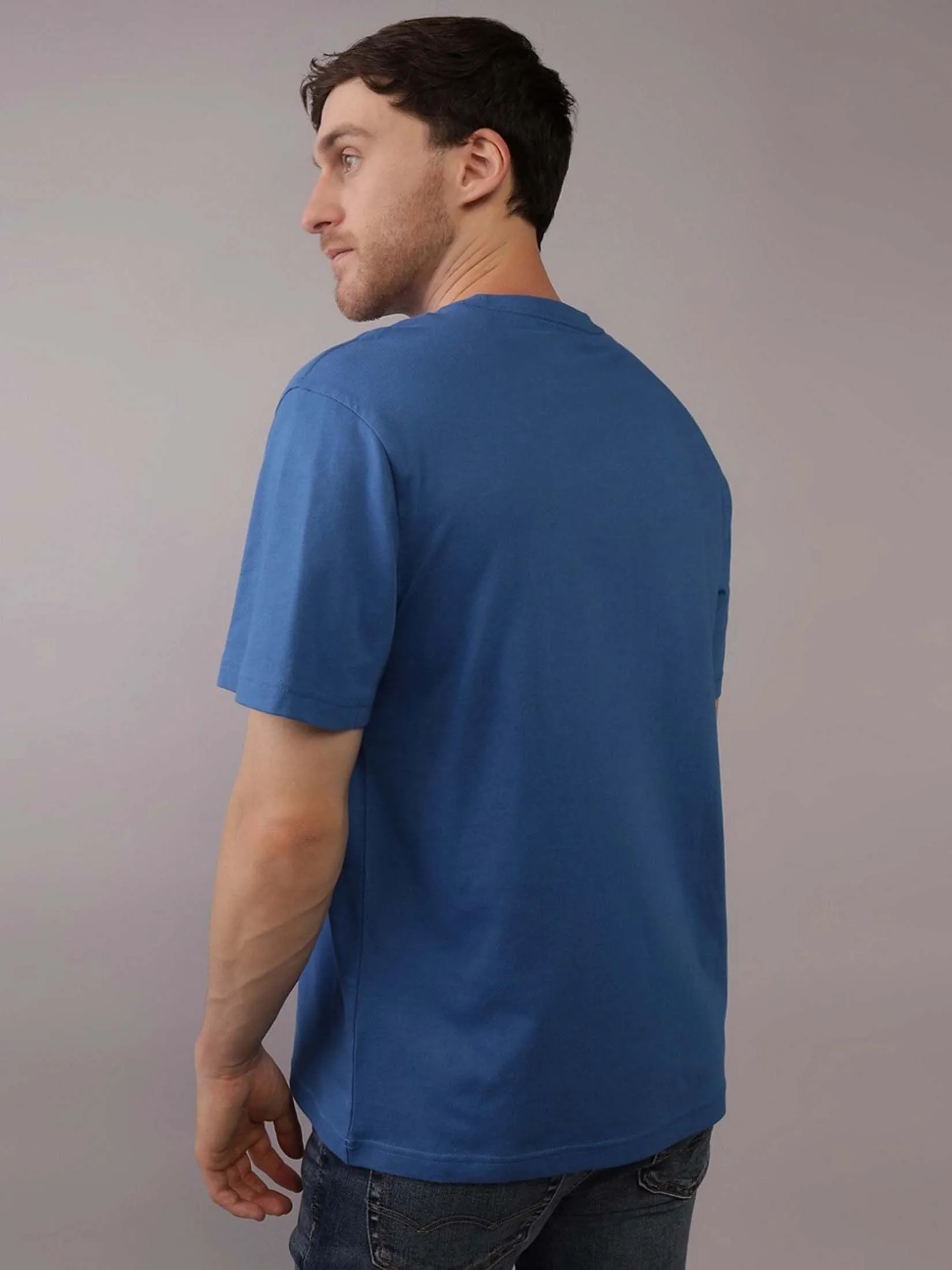 AMERICAN EAGLE MEN G SS BTS24 CORE BRAND SET IN TEE- CVC 160 DD + SERIOUSLY SOFT WASH 400 BLUE