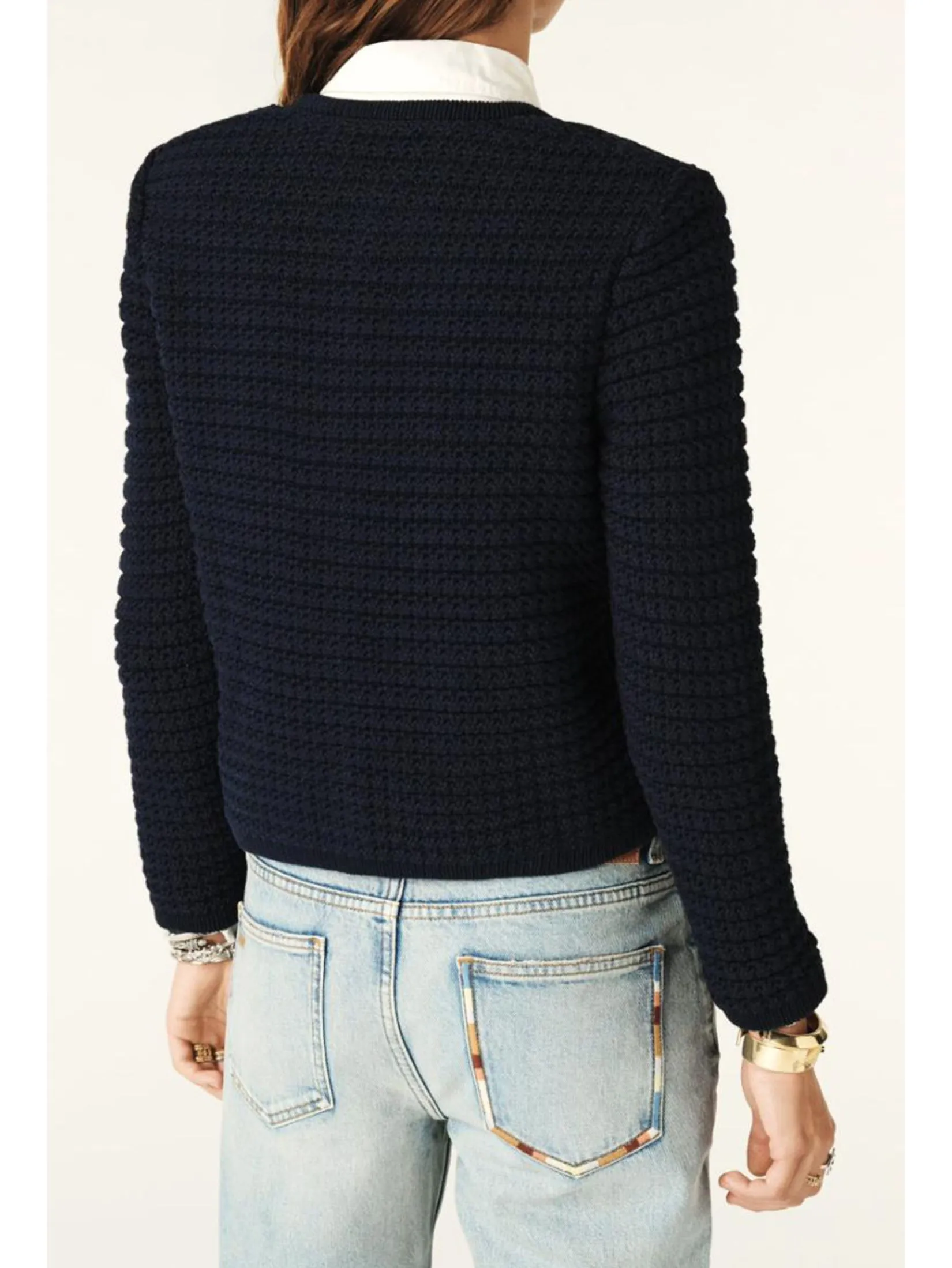 BA&SH Women Cardigan Decorative Knit Navy