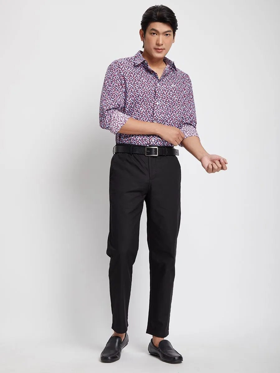 ALUMNUS Men Shirt Long Sleeves Printed Burgundy