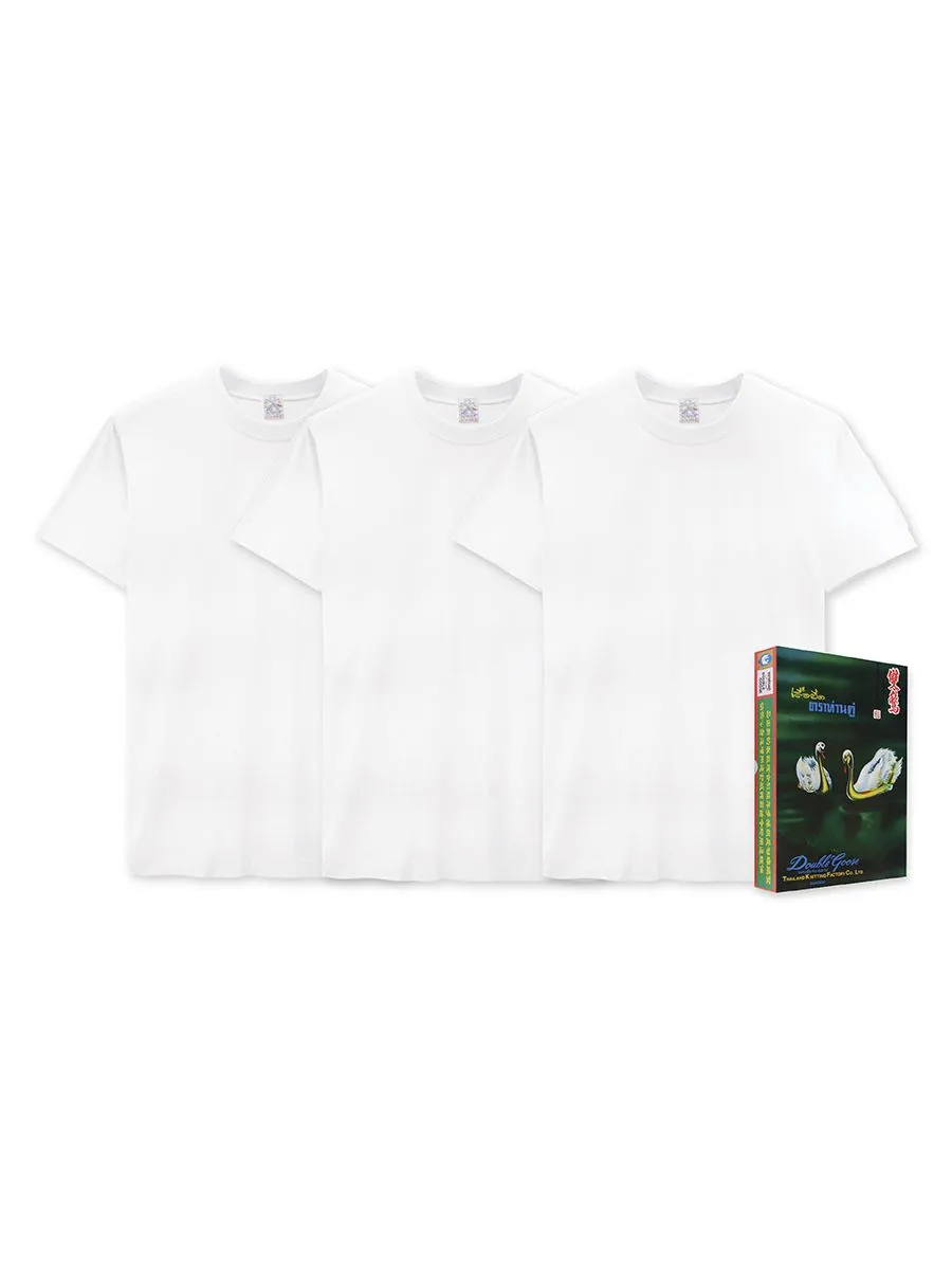 DOUBLE GOOSE White Double Goose T-Shirt Crew Neck Classic Pack 3