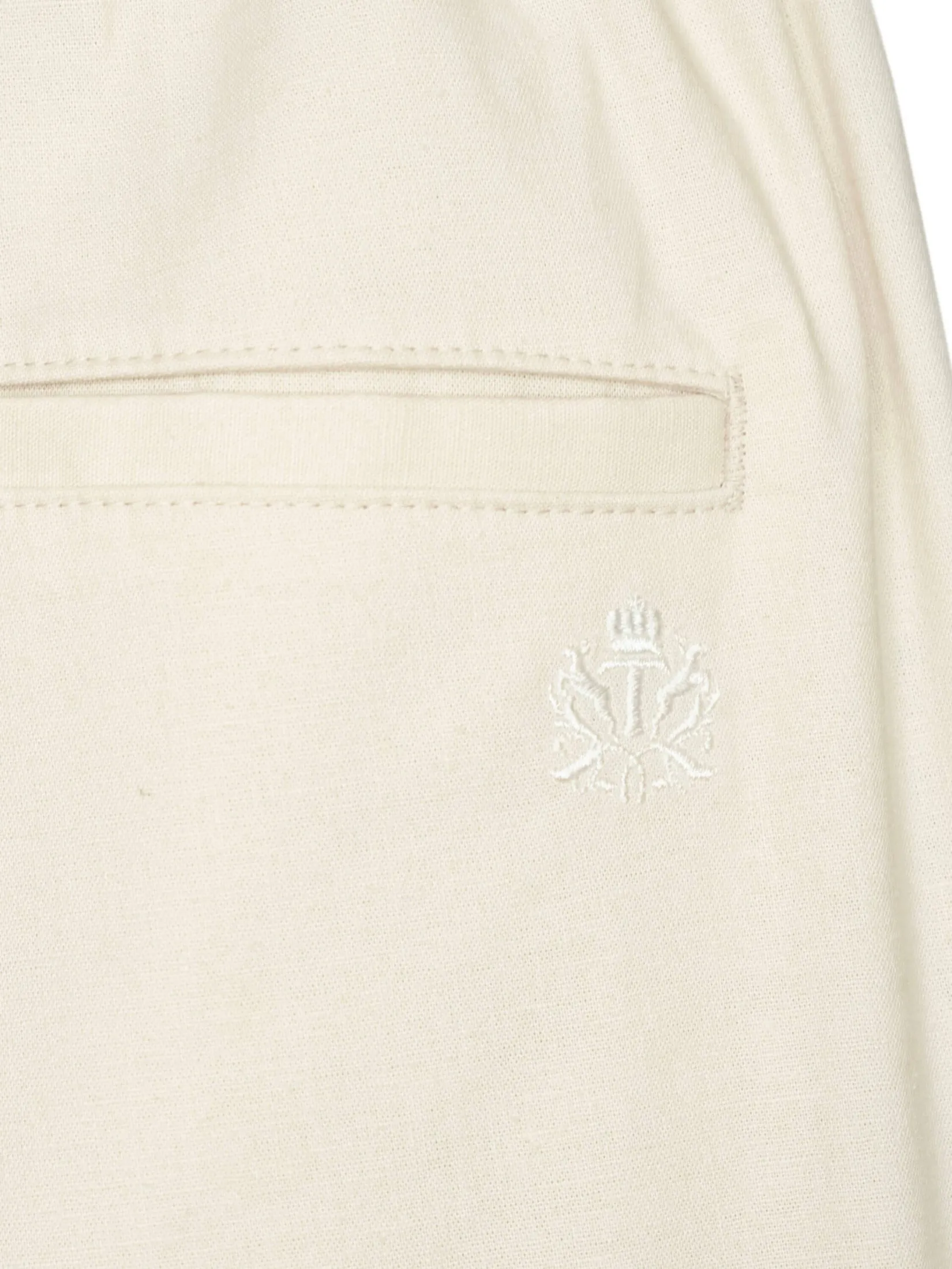 TAKEO KIKUCHI MEN BEIGE STRETCH BLENDED HEMP SUMMER SHORTS