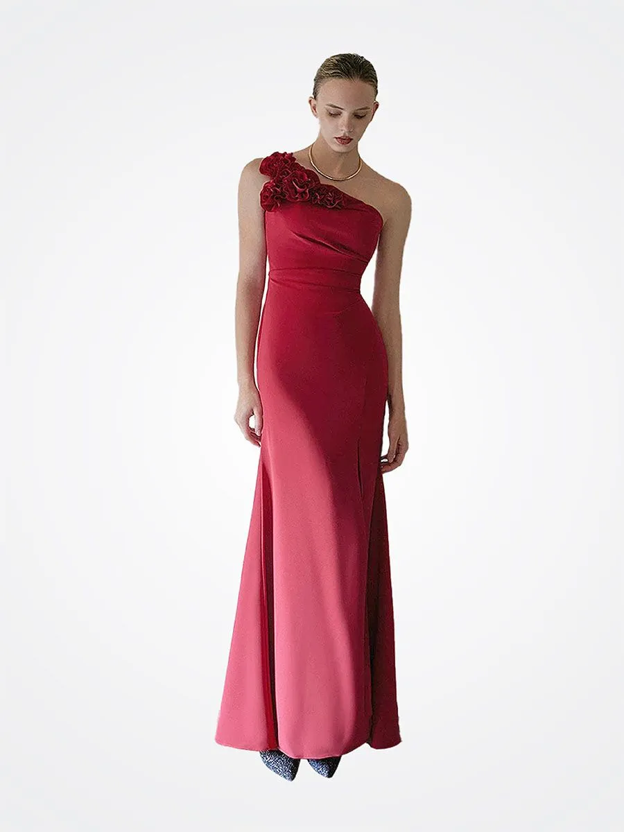 GOUDINRQC Women Passionate Poeny Luxury Evening Dress Garnet Glamour