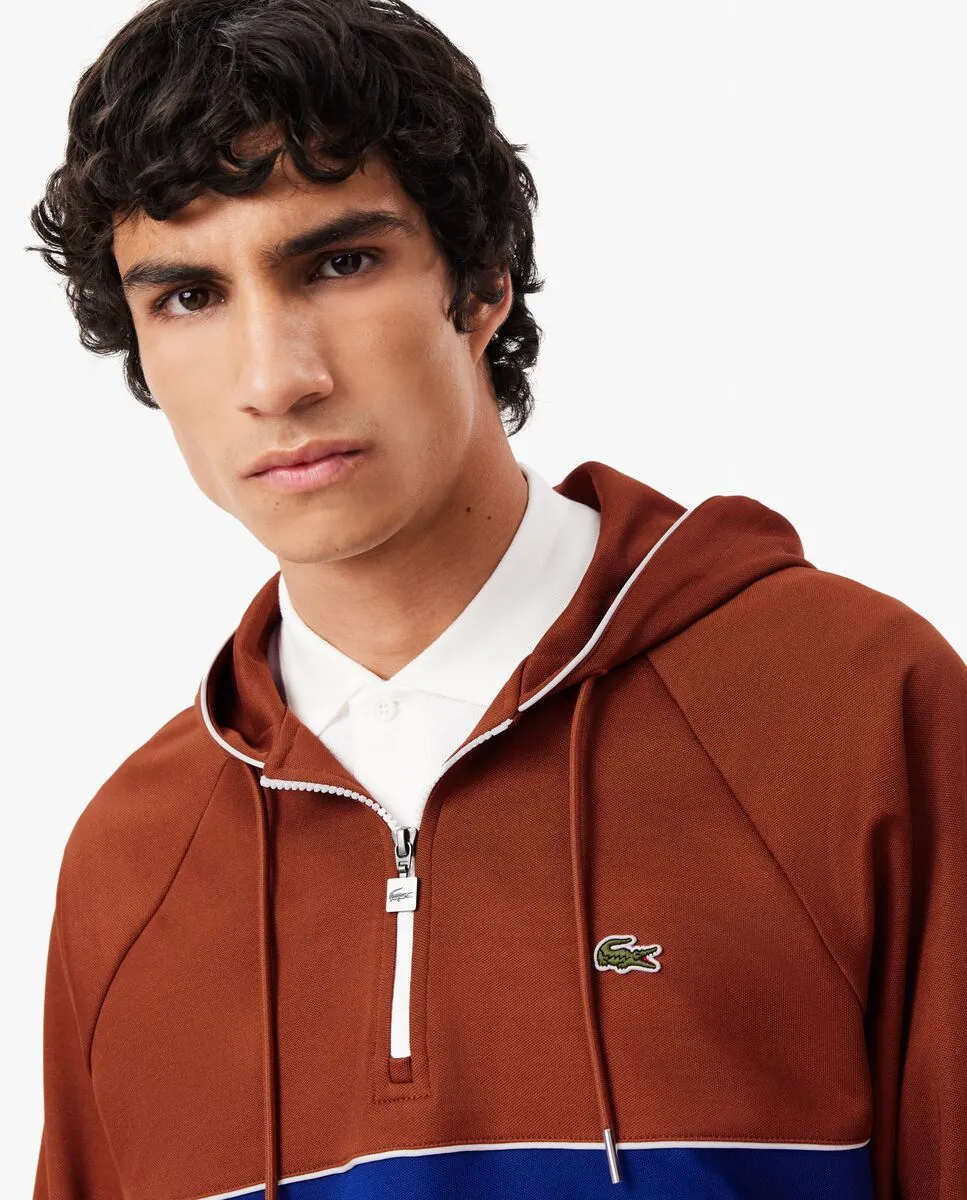 LACOSTE Paris Relaxed Fit Hoodie Brown