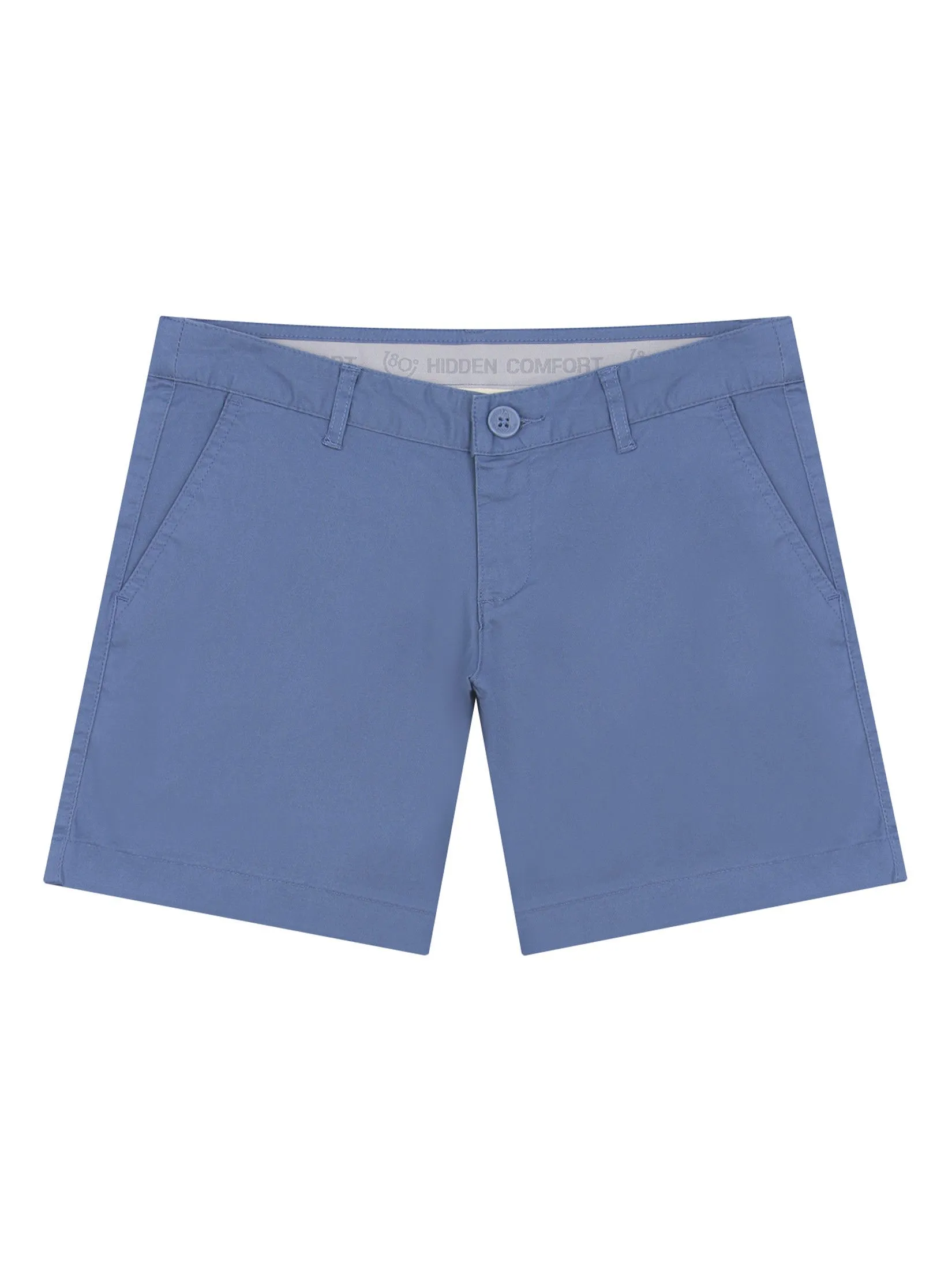 GIORDANO Women's Twill Mid-Rise Slim Fit Pocket Shorts (180 Elastic Waistband) Bluefin