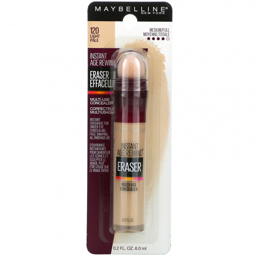 Maybelline, Instant Age Rewind, антивозрастной универсальный консилер, оттенок 120 светлый, 6 мл (0,2 жидк. унции)