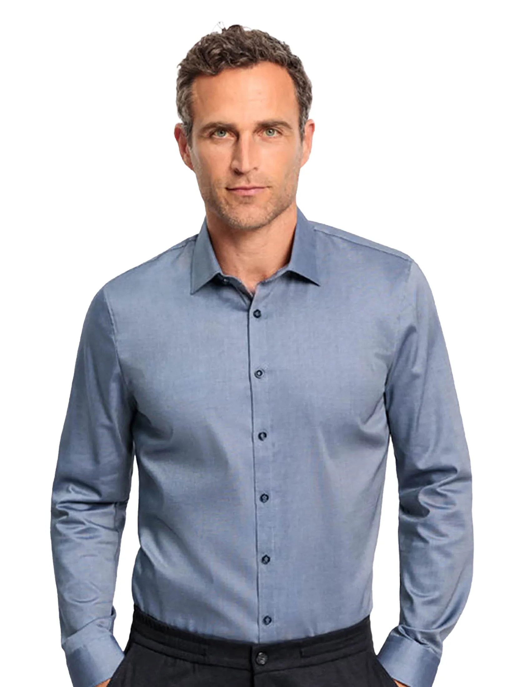 OLYMP MEN SHIRT LONG SLEEVES BUSINESS SHIRT SUPER SLIM FIT MARINE