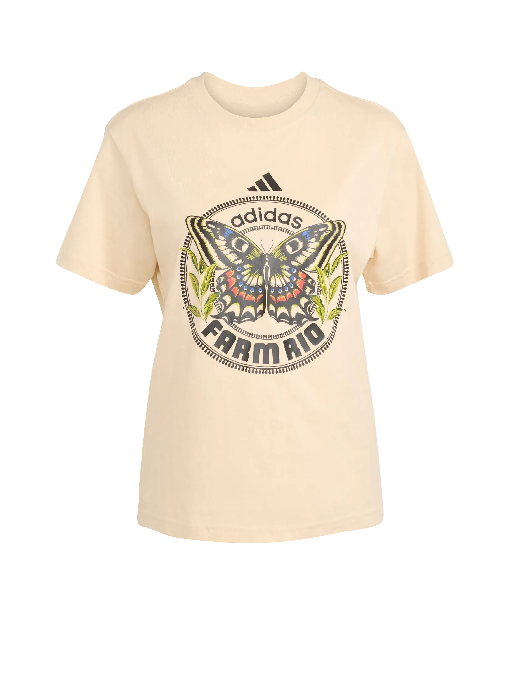 ADIDAS Women T-Shirt adidas X FARM Graphic JL8614 Beige / Sand Strata