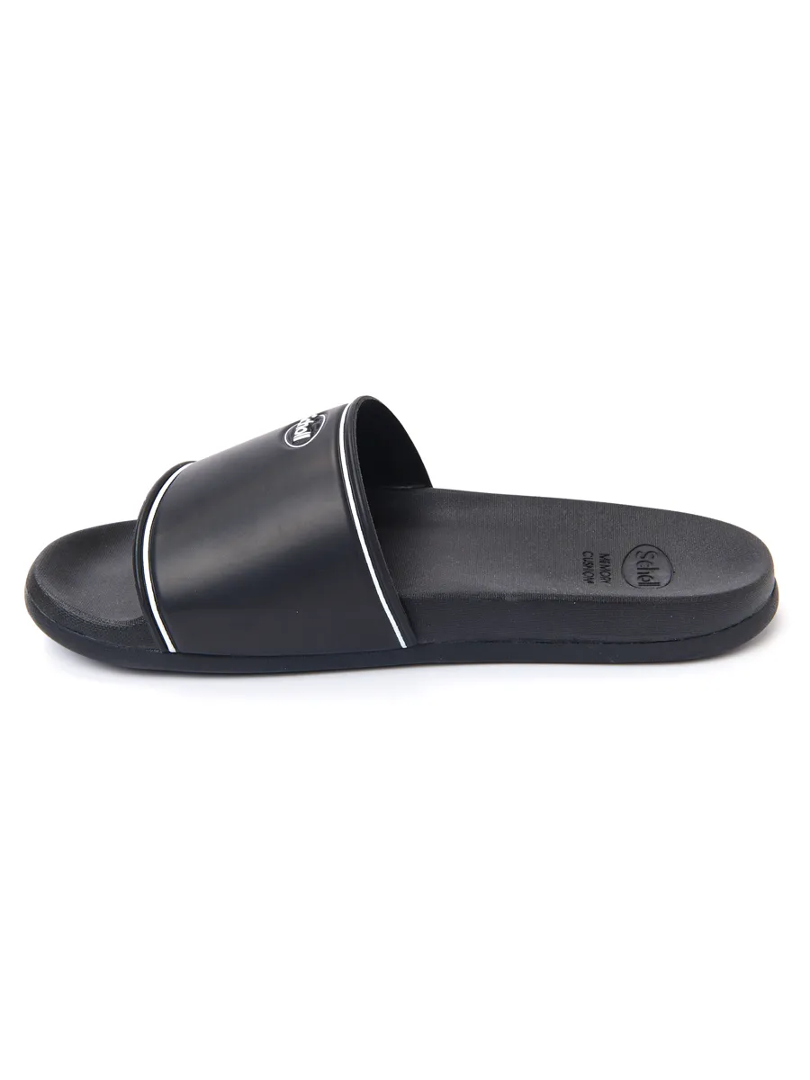 SCHOLL Black Slide Sandals Unisex - Cent