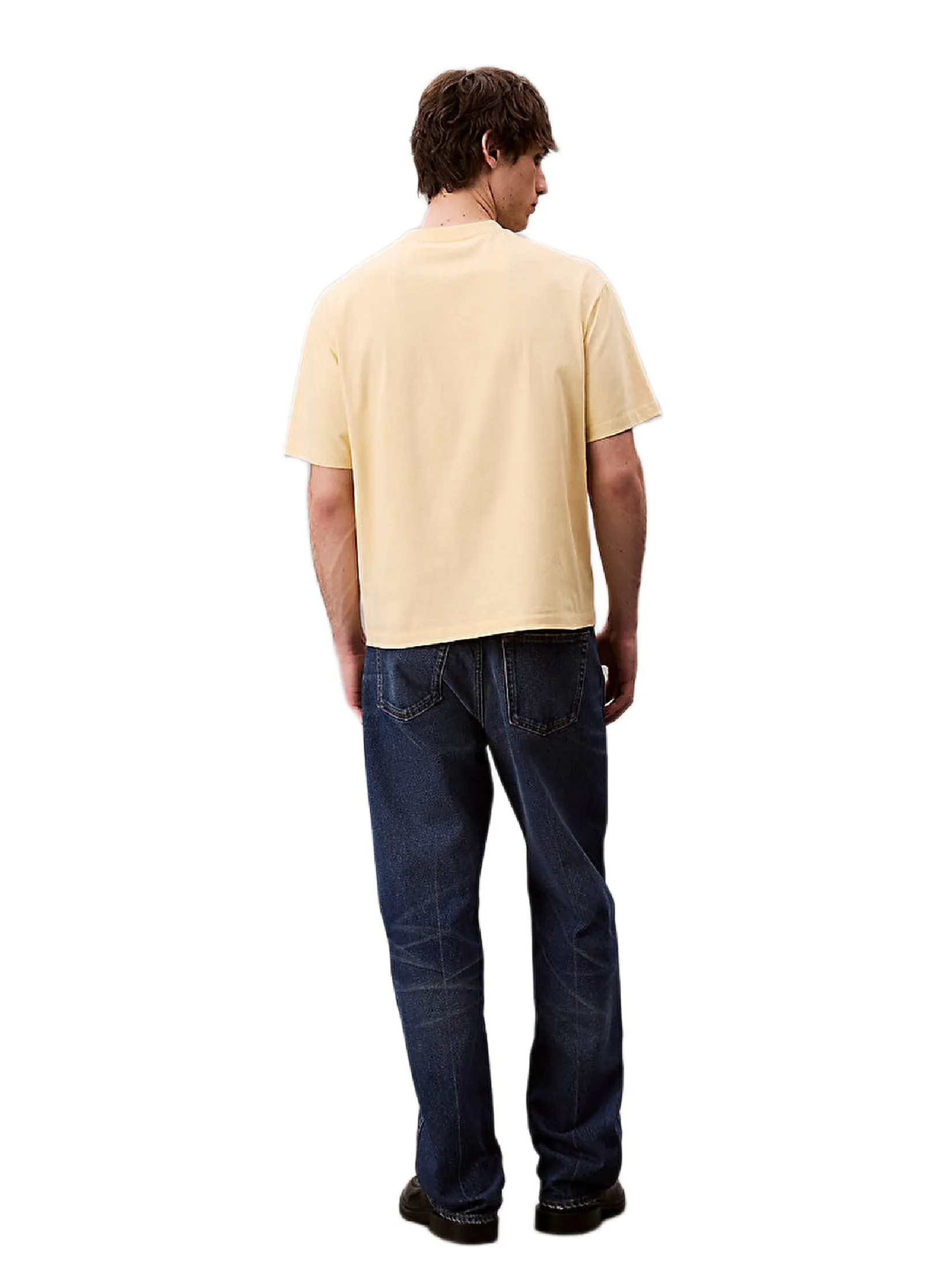 CALVIN KLEIN Men s Relaxed Fit Resort Logo Short Sleeve T-Shirt Light yellow