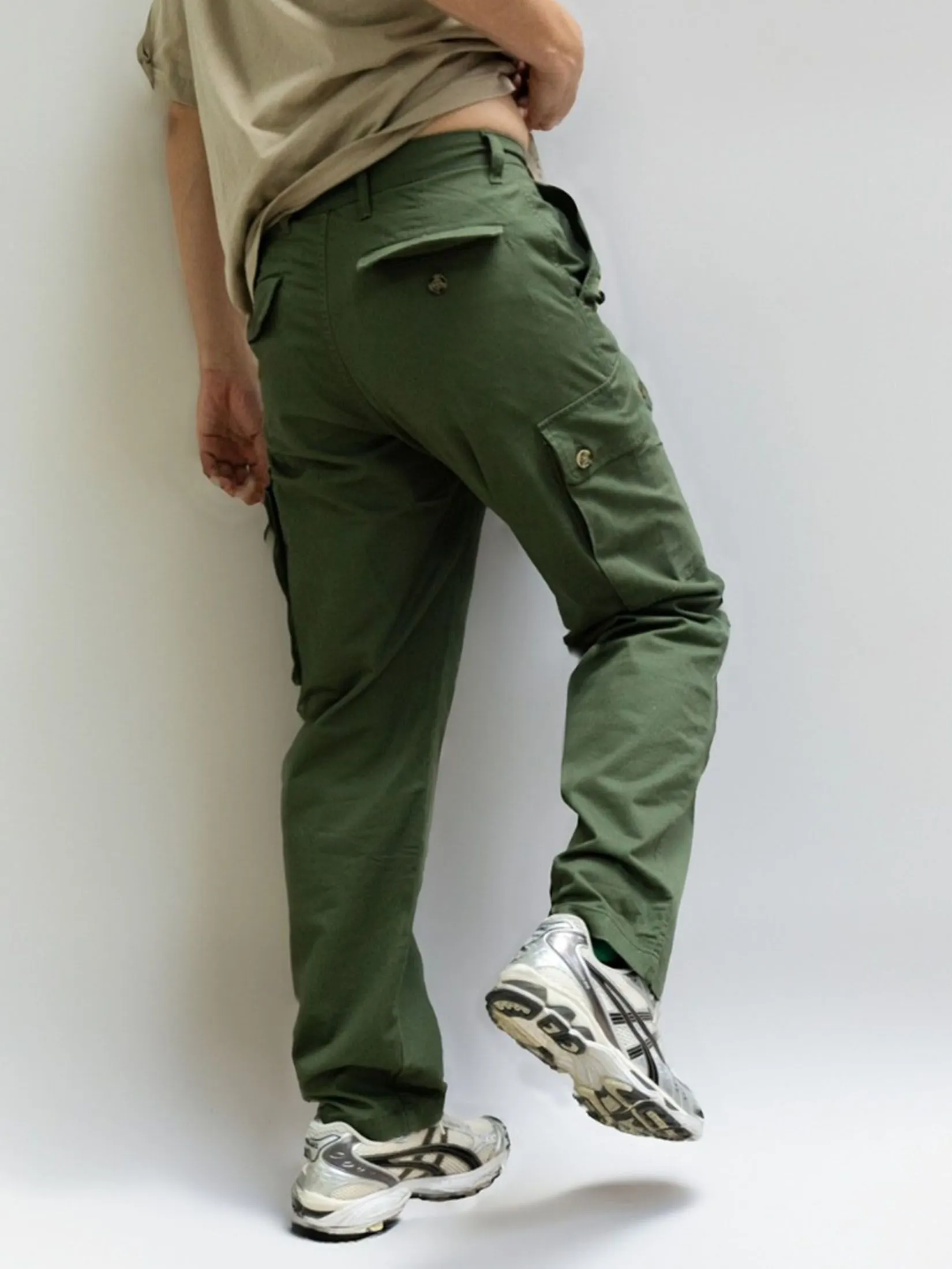 ERA-WON Men's Cargo trousers straight relaxed fit Green