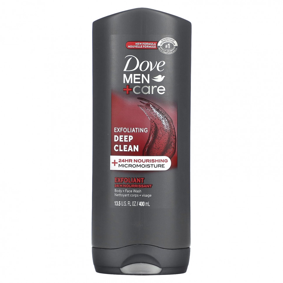 Dove, Men + Care, глубокое отшелушивание, умывание для тела и лица, 400 мл (13,5 унции)