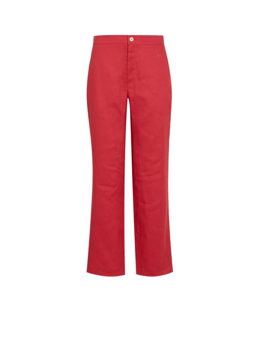 CRUISE BY CHRISTIANA Red Linen Straight Pants No.CC97P166002-1