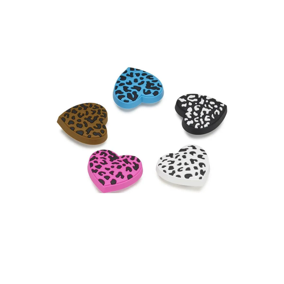 CROCS Jibbitz Shoes Charm Leopard Animal Print Heart 5-Pack Multi Color - CR024AC047DKTH