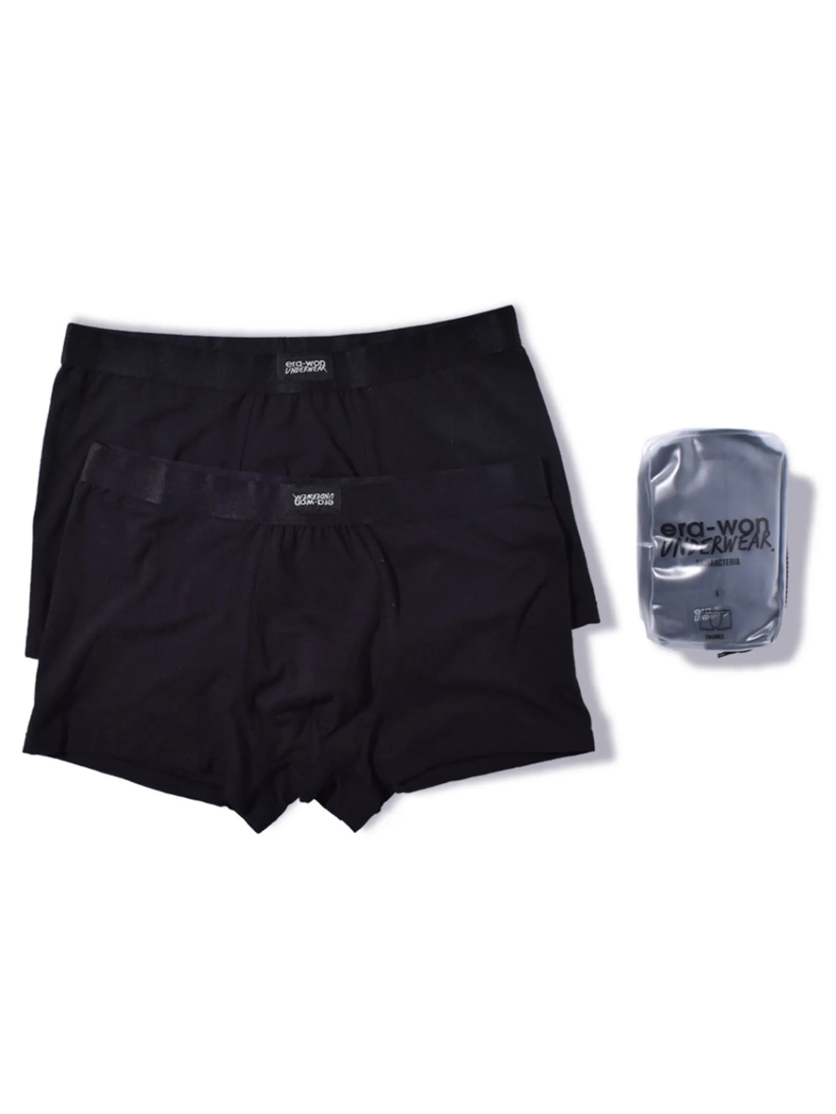 ERA-WON Men's Underwear trunk  Zinc Plus Anti-bac Black 2 PCS