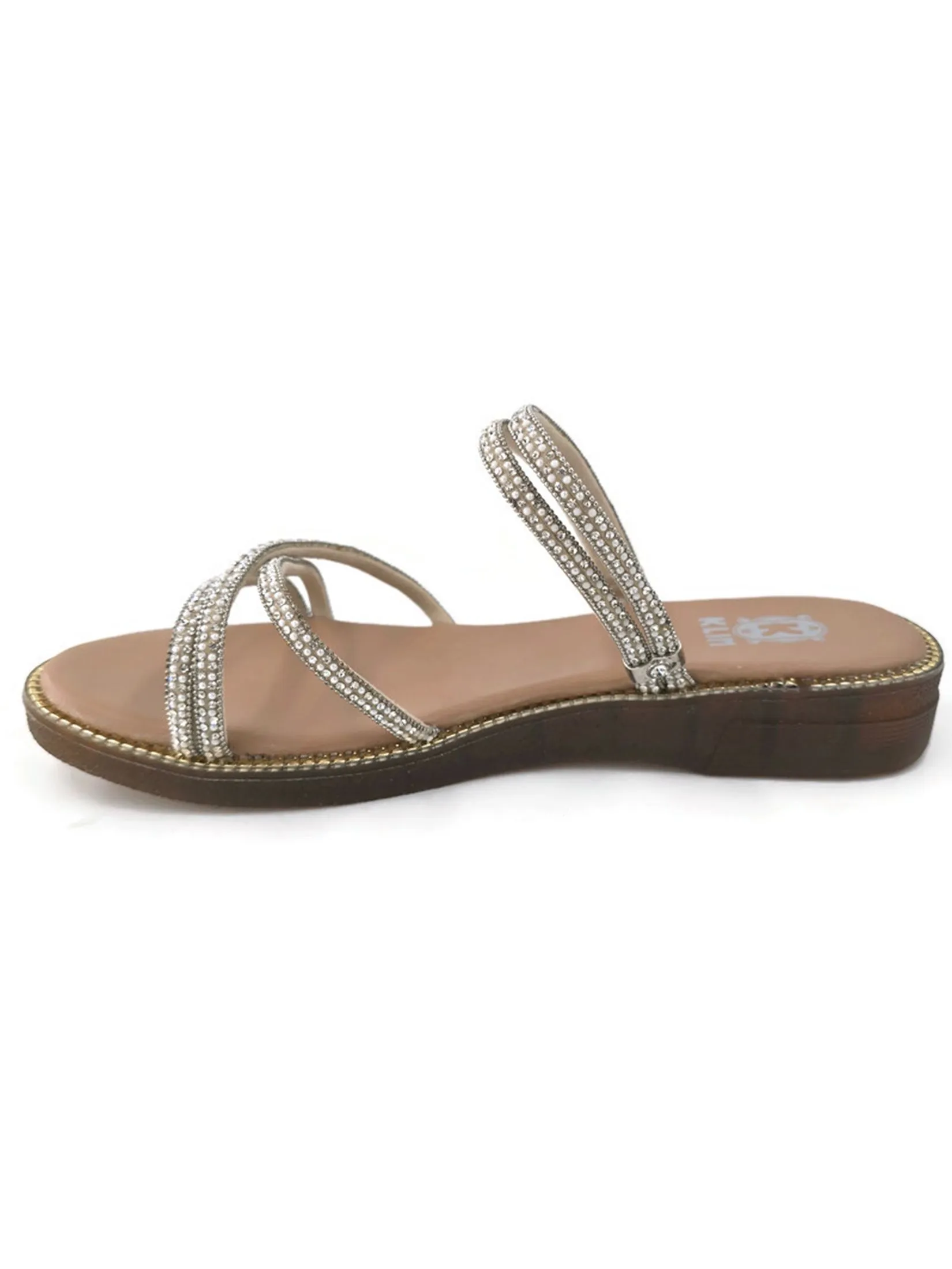 KLIN Woman Sandals, Ankle Strap Sandals Pearl