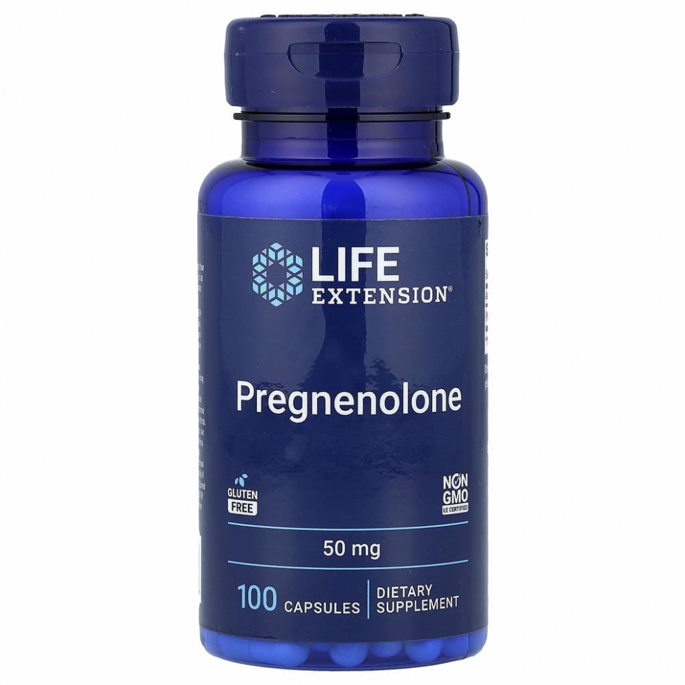 Life Extension, прегненолон, 50 мг, 100 капсул - LEX-30210-100 мг