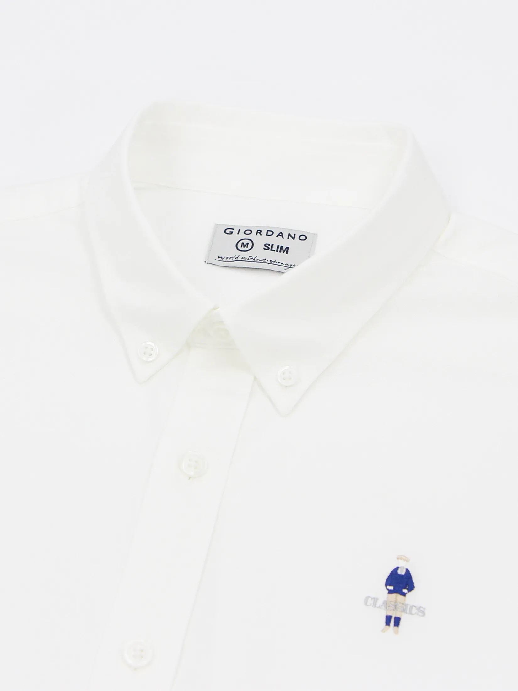 GIORDANO Men s Slim Stretch Oxford Shirts (Classic Man) White