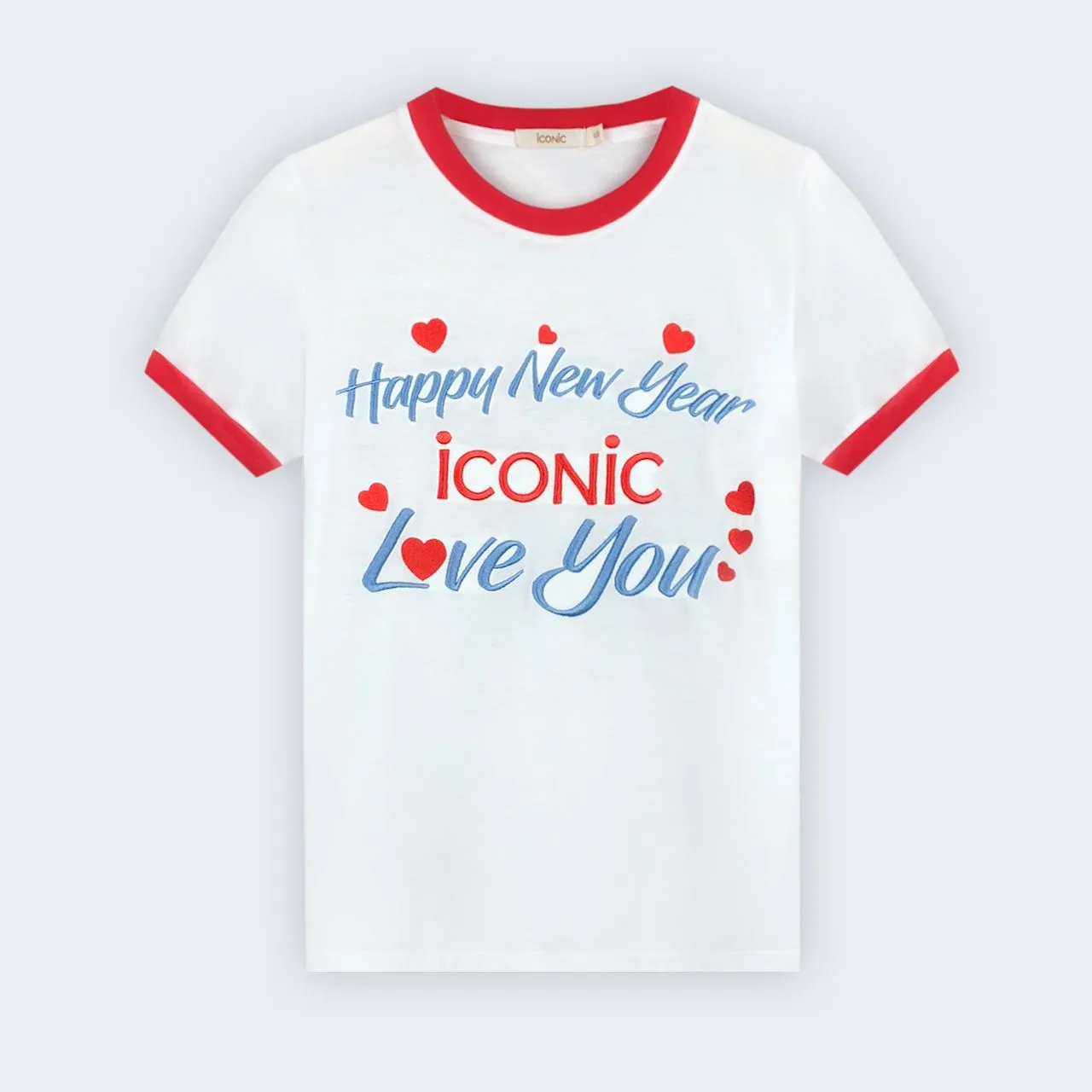 ICONIC White RED NEW YEAR T-SHIRT Model REDHAPPYNEWYEAR2022