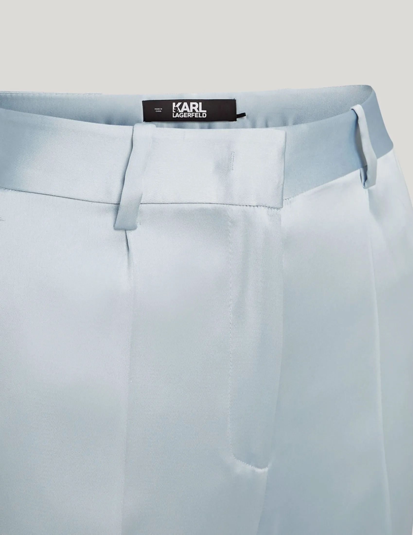 KARL LAGERFELD RTW-1 FLUID SATIN TAILORED WOMEN PANTS CASHMERE BLUE